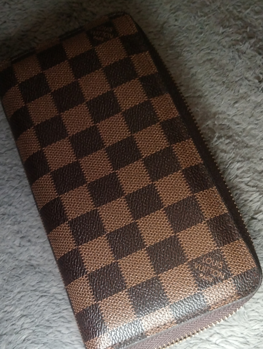 Louis Vuitton Damier Ebene Zip Around Wallet in Brown